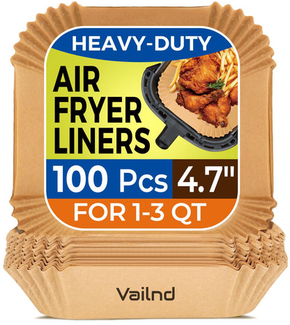 Small Air Fryer Liners Disposable, 2 QT Parchment Paper for COSORI 2.1 Qt Air Fryer, 100PCS 4.7 Inch Square Baking Paper Sheets for Mini Airfryer Basket