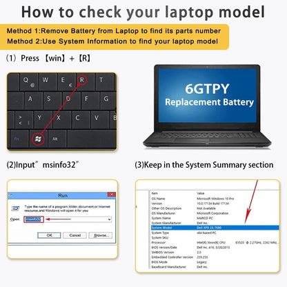 SLE-TECH 97Wh 6GTPY Laptop Battery for Dell XPS 15 9550 9560 9570 7590 Vostro 7500 7590 4GVGH 1P6KD 5XJ28 GPM03 P56F Inspiron 15 7500 7501 7590 7591 Precision 5520 5530 5540 5510 6-cell Laptop Battery