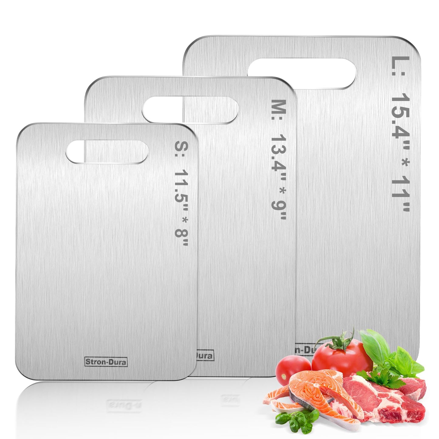 Stron- Dura Cutting Board - 304 Food Grade Stainless Steel Cutting Boards for Kitchen- for cutting Meat, Fruit, Vegetables, Outdoor or Indoor 11.5" X 8" (1, Small)