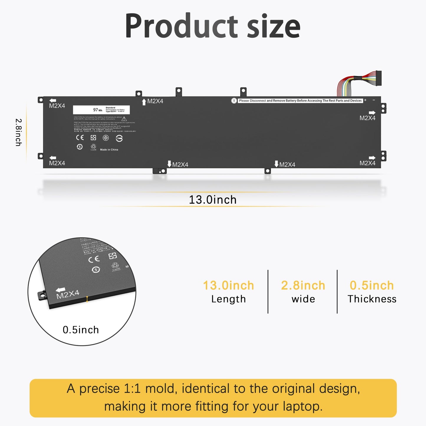 SLE-TECH 97Wh 6GTPY Laptop Battery for Dell XPS 15 9550 9560 9570 7590 Vostro 7500 7590 4GVGH 1P6KD 5XJ28 GPM03 P56F Inspiron 15 7500 7501 7590 7591 Precision 5520 5530 5540 5510 6-cell Laptop Battery