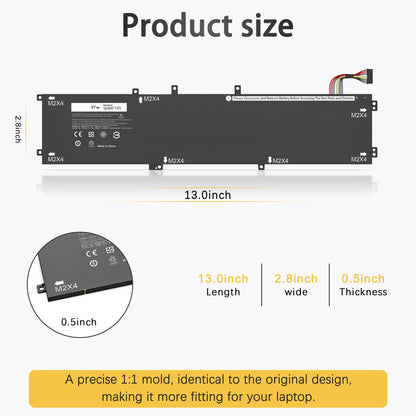 SLE-TECH 97Wh 6GTPY Laptop Battery for Dell XPS 15 9550 9560 9570 7590 Vostro 7500 7590 4GVGH 1P6KD 5XJ28 GPM03 P56F Inspiron 15 7500 7501 7590 7591 Precision 5520 5530 5540 5510 6-cell Laptop Battery