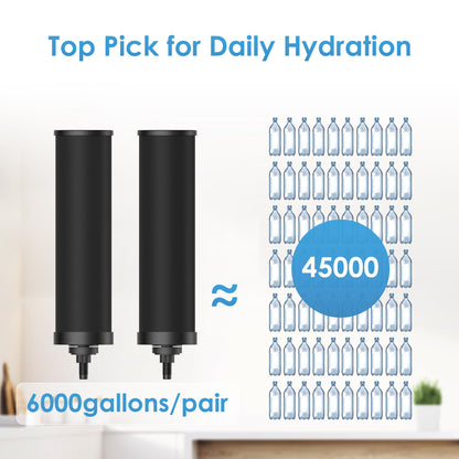 AQUA CREST Gravity Water Filter System, NSF/ANSI 42&372 Certified Black Carbon Filters, Reduce Lead and Up to 99% Chlorine, 2.25G, for Home, Camping, RVing, Off-Grid, Emergencies, AQ-TN-A