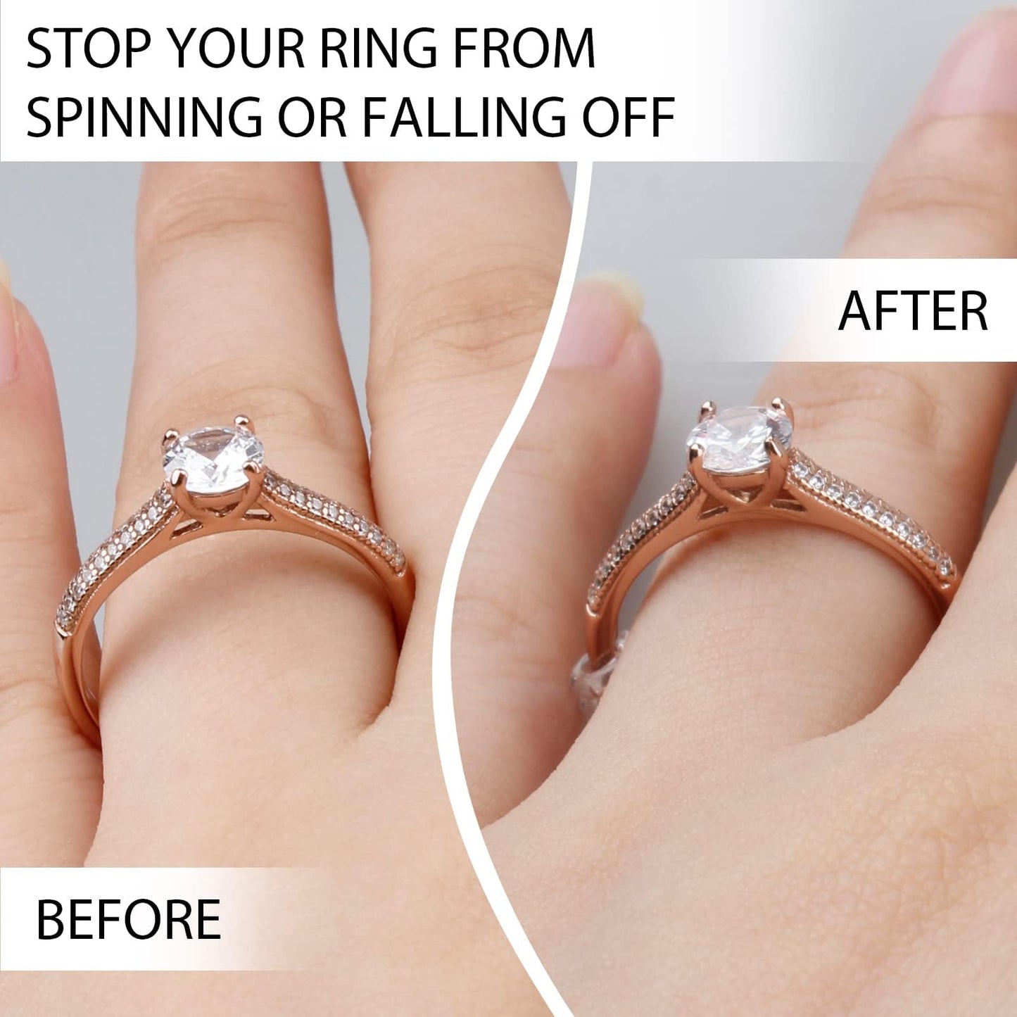 Ring Sizers for Loose Rings, Eiito Ring Size Adjuster Spacers or Tightener, Invisible Guards, 6 Sizes Fitter, Resizer Fit Almost Any Rings, Reduces Size by 0.5-1.5