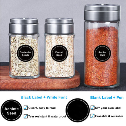 180 Spice Labels for Food Containers, Chalkboard Labels for Jars, Spice Label Stickers Herb Seasoning Kitchen Pantry Labels, Small Chalk Sticker Spice Jar Label Round 168 Printed, 1 Erasable Chalk