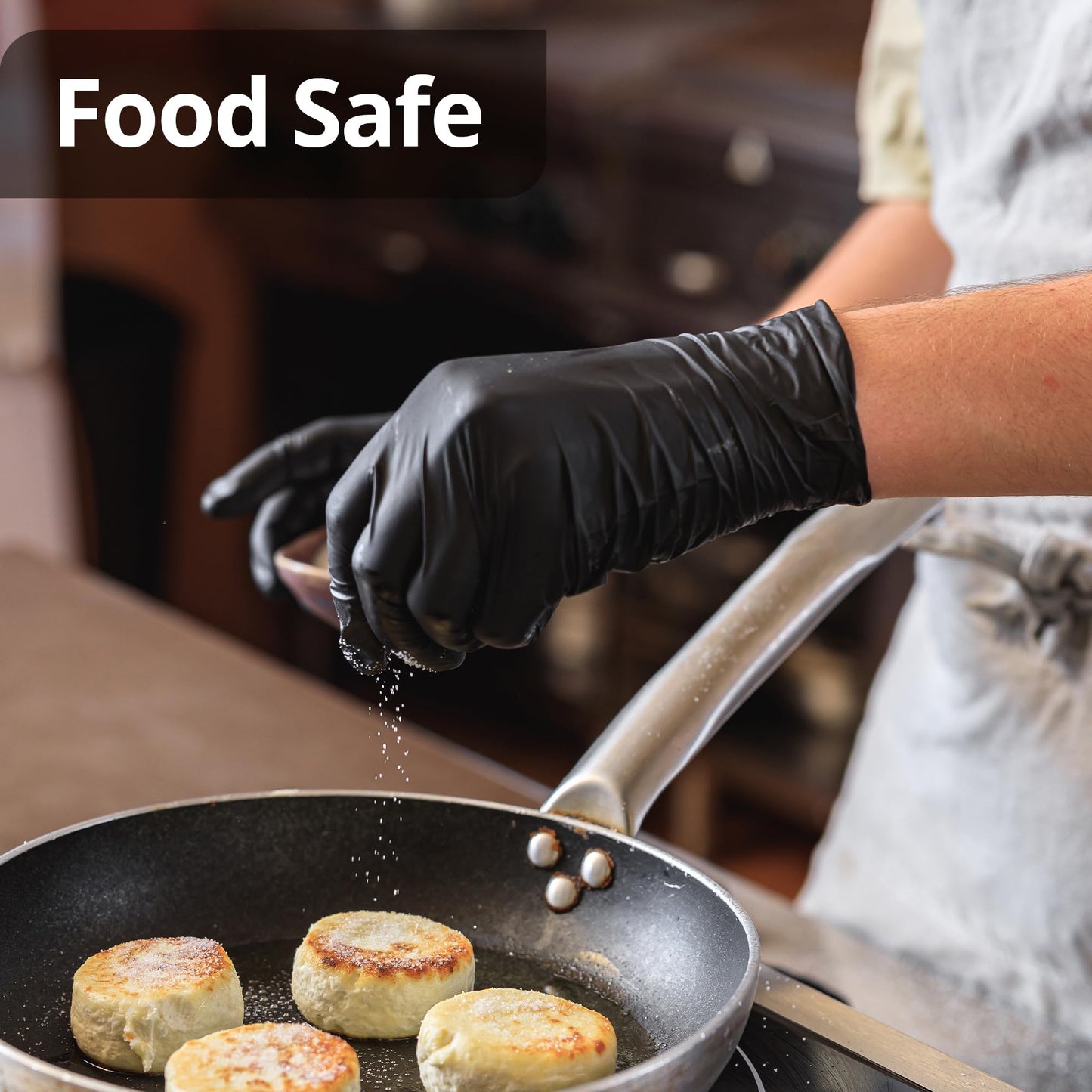 SwiftGrip Disposable Nitrile Exam Gloves, Black Nitrile Gloves Disposable Latex Free for Medical, Cooking & Esthetician, Food-Safe Rubber Gloves, Powder Free, Non-Sterile, 100-ct Box (Medium)