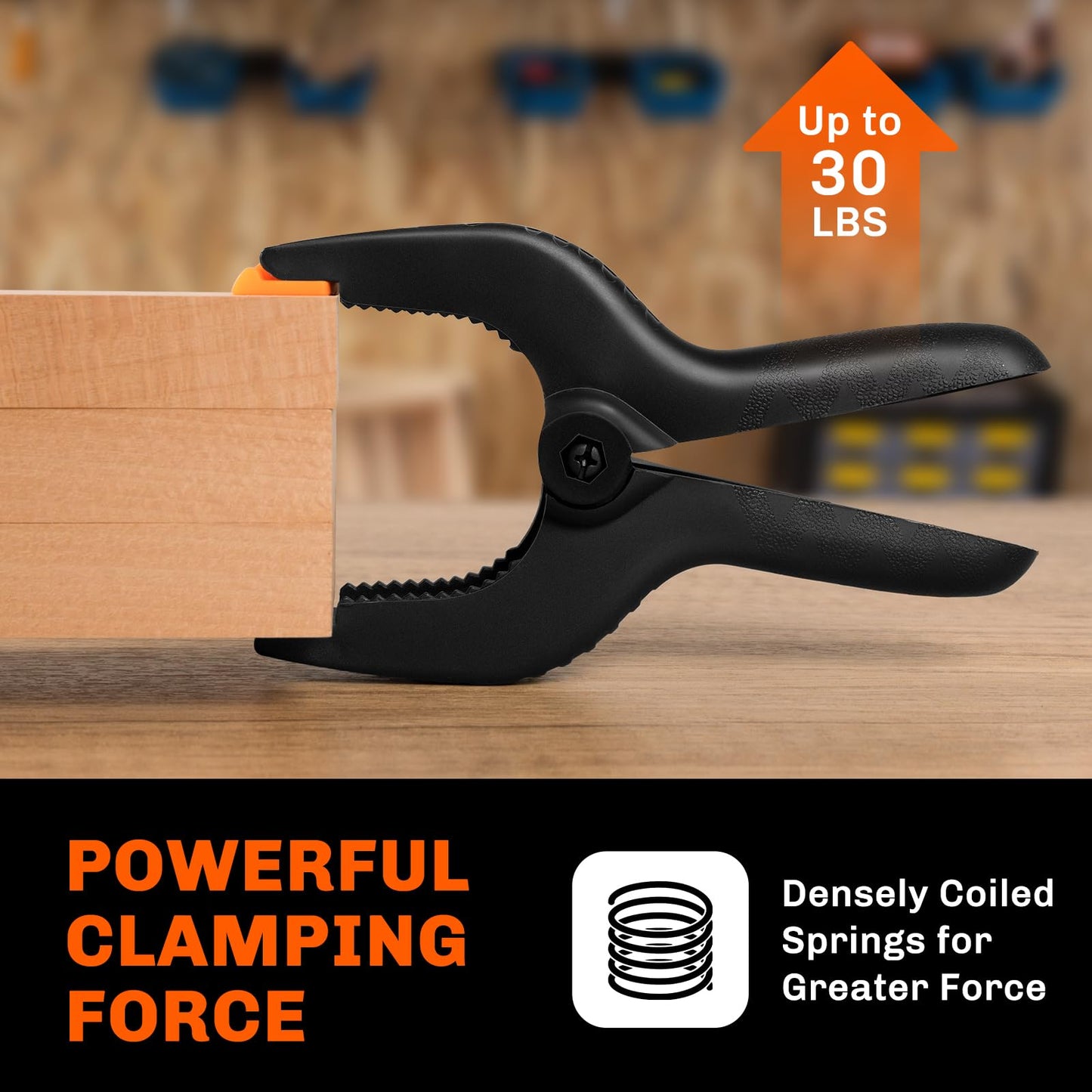 10 Pack Spring Clamps Heavy Duty - Assorted Sizes Spring Clips Plastic 6.5 Inches, 4.5 Inches, 3.5 Inches Set - Backdrop Clips Small Clamps For Crafts Woodworking Background