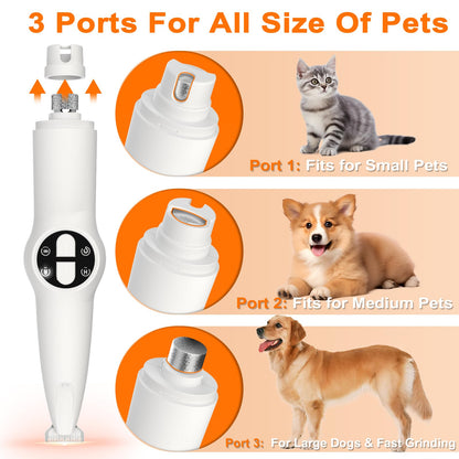 Dog Paw Trimmer with LED Light, Upgraded 2 in 1 Dog Grooming Kit, Cordless Pet Nail Trimmers Grinder with 3 Ports for Small Medium Large Dogs, Pet Micro Precision Electric Trimmer for Paws Eyes Ears