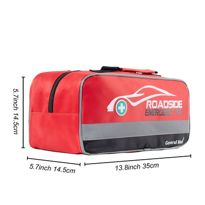General Medi 127-Pieces Roadside Car Emergency Kit Include Mini First Aid Kit, Jumper Cables,Tow Rope, Bandage, Safety Vest, Emergency Triangle, All in One Pack