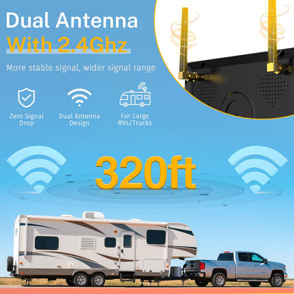 RV Backup Camera Wireless Easy Install: Plug & Play for Furrion Pre-Wired RVs - 7″ HD Touch Key Monitor, 1080P DVR, 4-Channel Split-Screen, Night Vision, IP69K Waterproof AMTIFO A7