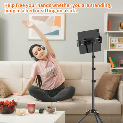 XXZU 72in Tablet Floor Stand Tripod,Tablet Stand Floor with 360° Ball Head,Height Adjustable Floor Stand Holder with Case,Tall Tripod for Phone/Music/Stream/Recording and All 4.7-13” Devices