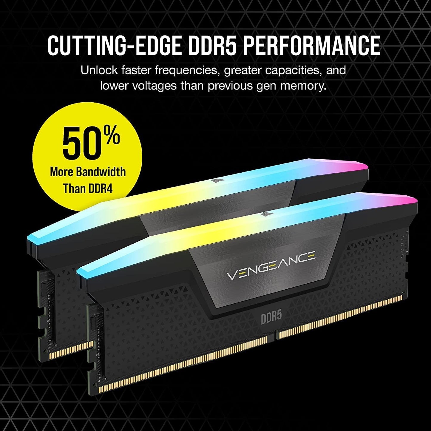 CORSAIR VENGEANCE RGB DDR5 RAM 32GB (2x16GB) 6000MHz CL36-44-44-96 1.35V Intel XMP 3.0 Computer Memory – Black (CMH32GX5M2E6000C36)