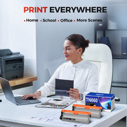 SUDLTO Compatible Toner Cartridge Replacement for TN660 TN630 TN-630 TN-660 Use for HL-L2300D HL-L2380DW HL-L2320D DCP-L2540DW HL-L2340DW HL-L2360DW HL-L2305W (2 Black)