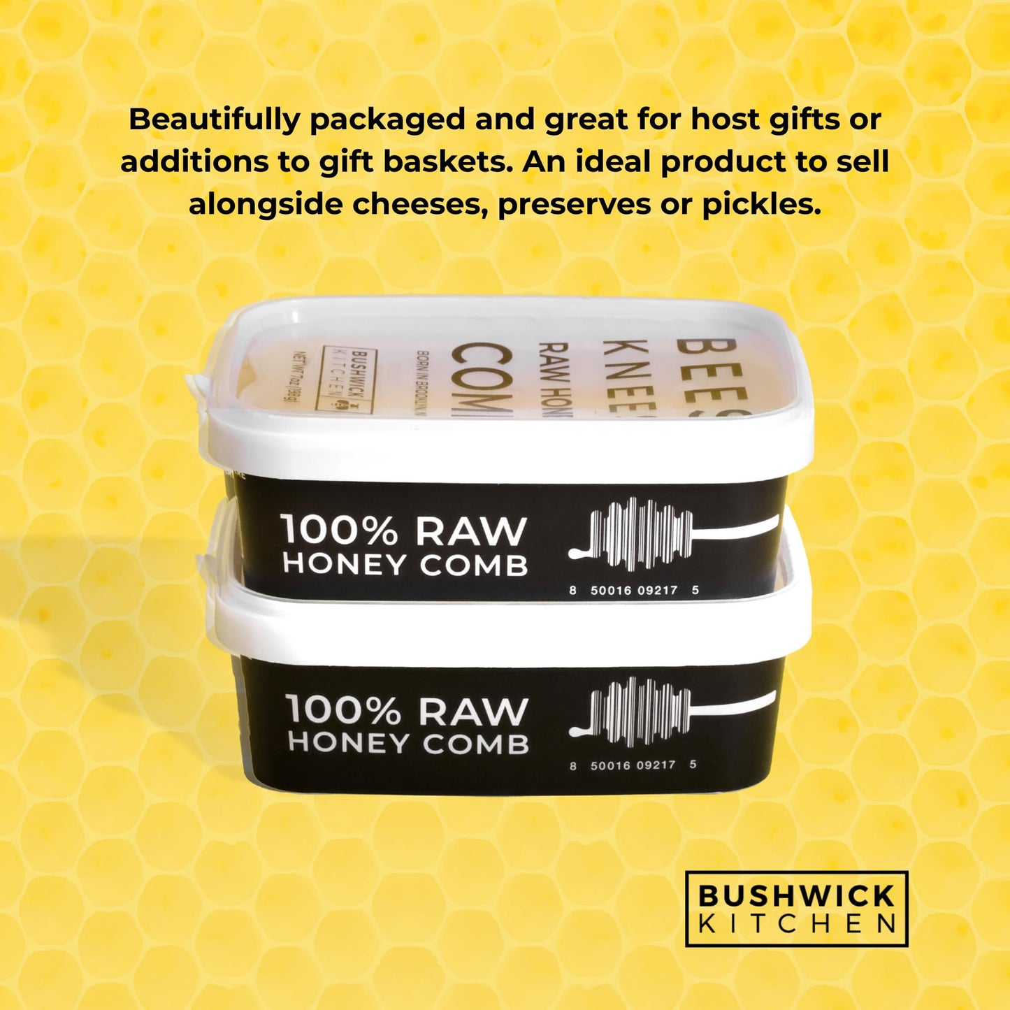 Bees Knees Raw Honeycomb, 100% Edible, All-Natural Gourmet Honeycomb in Double Sealed Packaging, Acacia Honey Comb with Sweet, Light Flavor, Foodie Gifts, Tea Gifts, Unique Gift Ideas (7 oz)