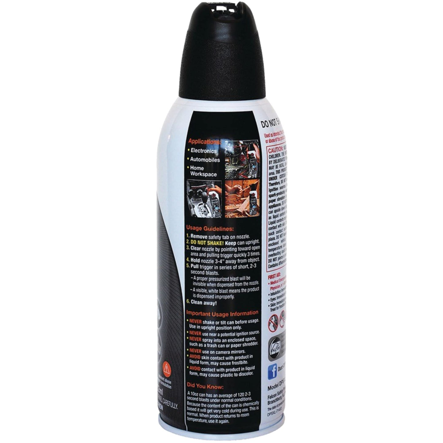 Falcon Safety Dust Off DPSXLRCP Compressed Gas, 10 Oz, Pack of 12