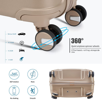 Somago 20" Carry On Luggage and 14" Mini Cosmetic Cases Travel Set Spinner Lightweight Polypropylene Suitcase with TSA Lock YKK Zipper Hardside Luggage Sets 2 Piece (Noble Golden, 2-Piece Set (14/20))