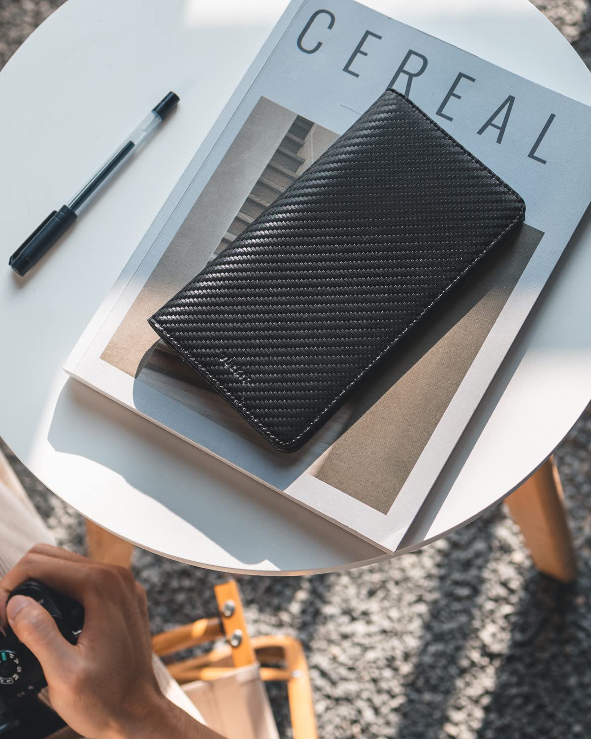 VULKIT Passport Wallet RFID Blocking Travel Wallet for Men & Women, Long Size, Carbon Fiber Black