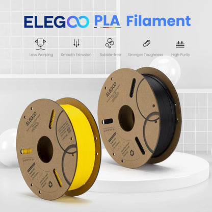 ELEGOO PLA Filament 1.75mm Black 1KG, 3D Printer Filament Dimensional Accuracy +/- 0.02mm, 1kg Cardboard Spool(2.2lbs) 3D Printing Filament Fits for Most FDM 3D Printers