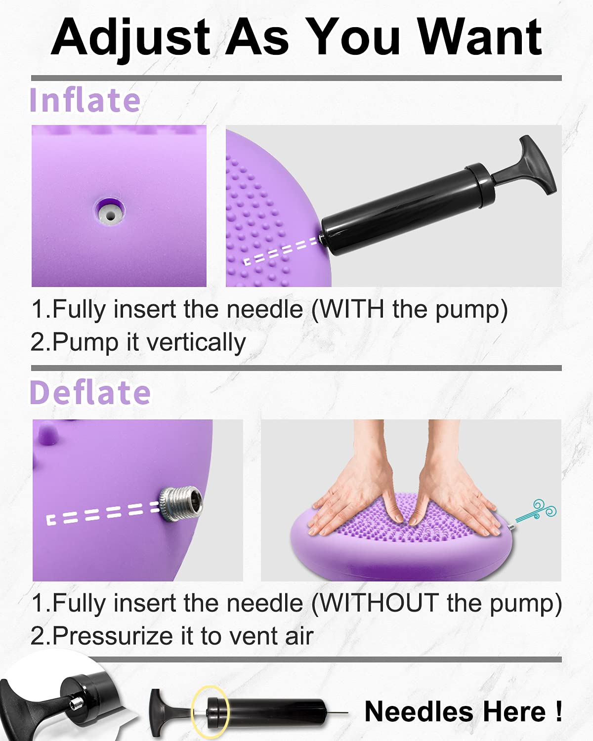 Tumaz Wobble Cushion - Wiggle Seat to Improve Sitting Posture & Stay Focused for Sensory Kids, Balance Disc to Relief Back Pain & Core Strength & Flexible Seating [Extra Thick, Pump Included]