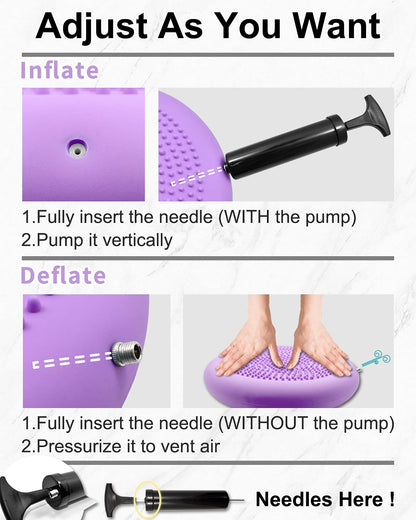 Tumaz Wobble Cushion - Wiggle Seat to Improve Sitting Posture & Stay Focused for Sensory Kids, Balance Disc to Relief Back Pain & Core Strength & Flexible Seating [Extra Thick, Pump Included]