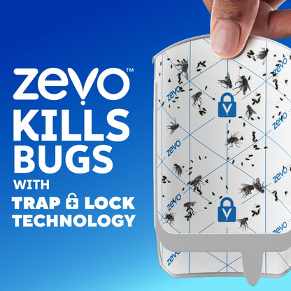 Zevo 2 Flying Insect Traps & 4 Refill Cartridges - Plug in Fly Trap & Indoor Bug Catcher for Gnats, House & Fruit Flies - Blue & UV Light Technology, Mess-Free Alternative to Bug Zapper