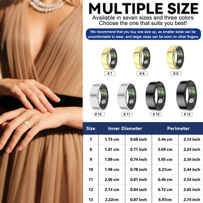 Smart Rings for Women Men,Fitness Tracker Ring,Heart Rate,Blood Oxygen,Blood Pressure,Step Tracker,Sleep Monitoring,No Subscription Fee,IP68 Waterproof Smart Ring for iphone&Android(Silver 8)