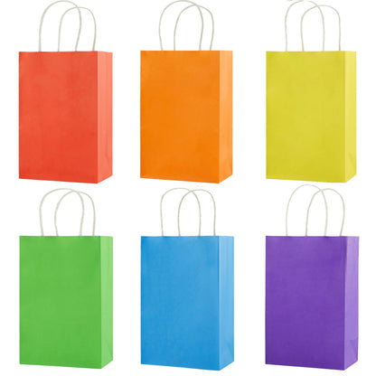 SUNCOLOR 24-Pack Rainbow Gift Bags with Handles, 8" Multi-Color Paper Party Favor Bags for Goodies. Birthdays, Events, Classrooms & Celebrations