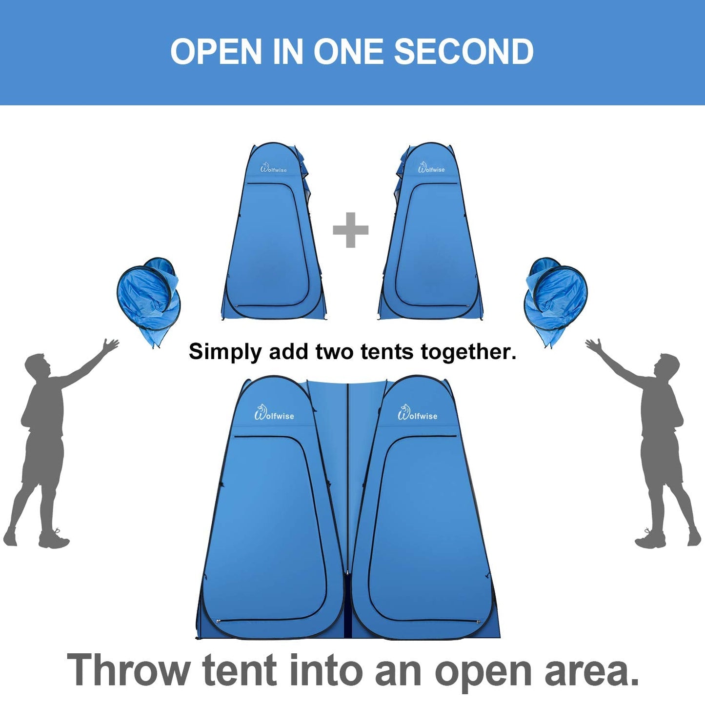 WolfWise 2 Room Pop Up Shower Privacy Tent Dressing Room Sun Shelter for Outdoor Camp Toilet Camping Biking Fishing