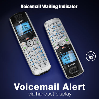 VTech DS6151-2 2 Handset 2-Line Cordless Phone System for Home or Small Business with Digital Answering System & Mailbox on Each line, Silver