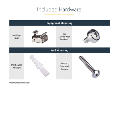 StarTech.com 6U Wall Mount Network Rack - 14 Inch Deep (Low Profile) - 19" Patch Panel Bracket for Shallow Server and IT Equipment, Network Switches - 44lbs/20kg Weight Capacity, Black (WALLMOUNT6)