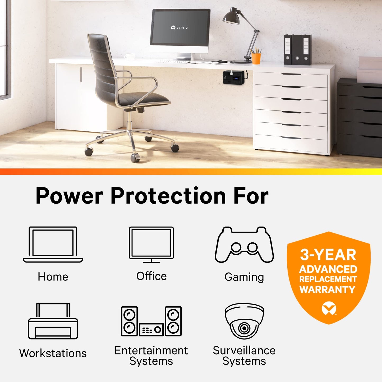 Vertiv Liebert PST5 UPS - 850VA/500W 120V Standby Power, 8 Outlets, Battery Backup with Surge Protection, LCD Screen, Energy Star Certified, 3 Year Warranty, Free Shutdown Software (PST5-850MT120)