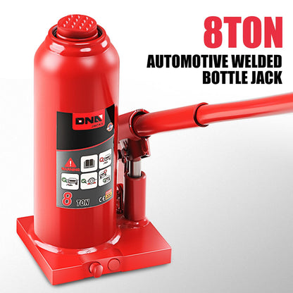 DNA MOTORING 8 tons / 17637 lbs Lifting Automotive Welded Hydraulic Bottle Jack for Repair Vehicle, Pickup, Truck, w/Manual Handle, Red,TOOLS-00358