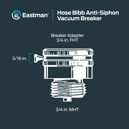 Eastman 3/4 Inch FHT x 3/4 Inch MHT Hose Bibb Anti Siphon Vacuum Breaker, Brass Plumbing Fitting, 20199
