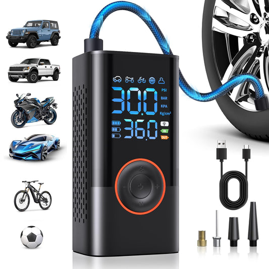 Tire Inflator Portable Air Compressor Portable Cordless Mini Air Pump with Digital Pressure Gauge Inflater 150PSI Fast Inflation and Auto Shutoff Function Tires Pump for Cars Motorcycles Bikes Balls