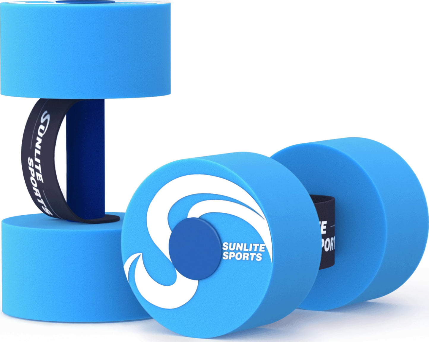 Sunlite Sports Water Weights Pool Exercise Dumbbells, Water Aerobic Equipment, High-Density EVA-Foam Dumbbell with Handle Strip, Aqua Therapy, Pool Fitness Exercise Set of 2