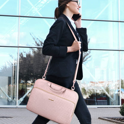 BAGSMART 15.6 Inch Laptop Case Sleeve Compatible with MacBook Pro 16 Inch,15.6 Inch HP,Dell,Acer Aspire,Asus Notebook, Lightweight Laptop Bag for Women with Shoulder Strap,Pocket,Handle, Pink