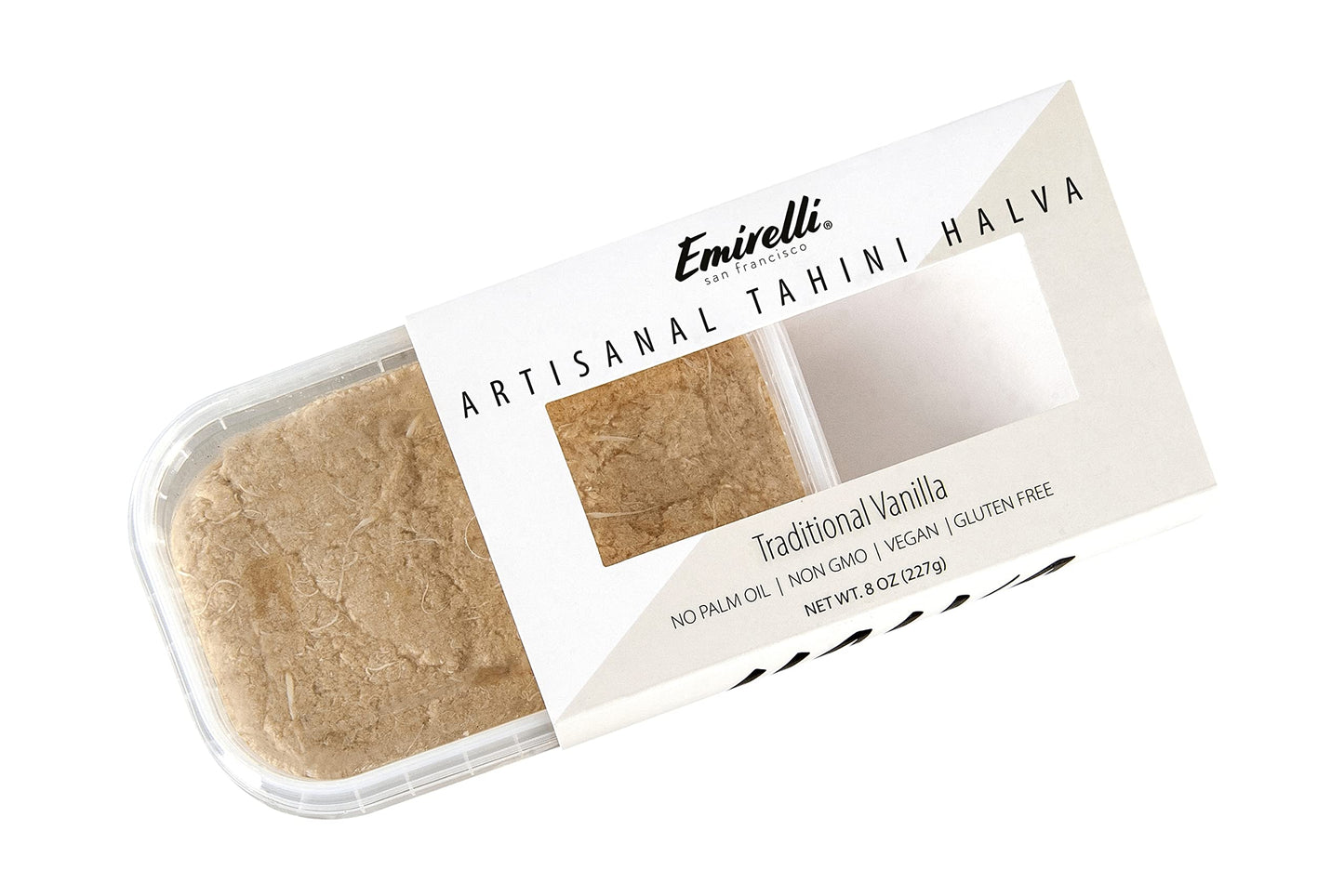 Emirelli Artisanal Halva Dessert – Authentic Middle Eastern Candy Turkish Sweets – Vegan Candy 55%-Tahini Halwa - Halvah Traditional International Sweets – Tasty Traditional Vanilla Flavor, Pack of 1