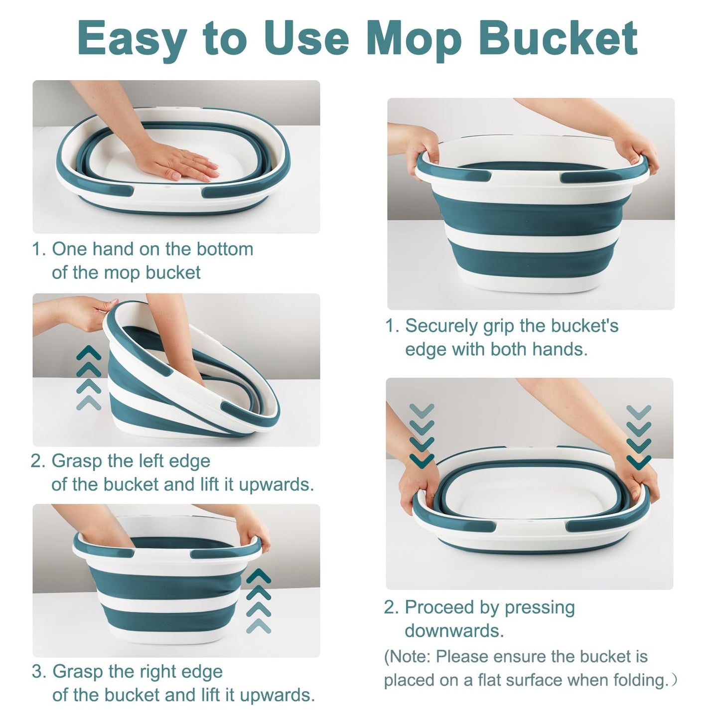 Collapsible Bucket for Cleaning, 4.2 Gallons Mop Bucket with Handle for Floor Window Car Washing, Silicone Ice Buckets for Parties Camping Fishing Beach, RV Laundry Storage Household Cleaning Supplies