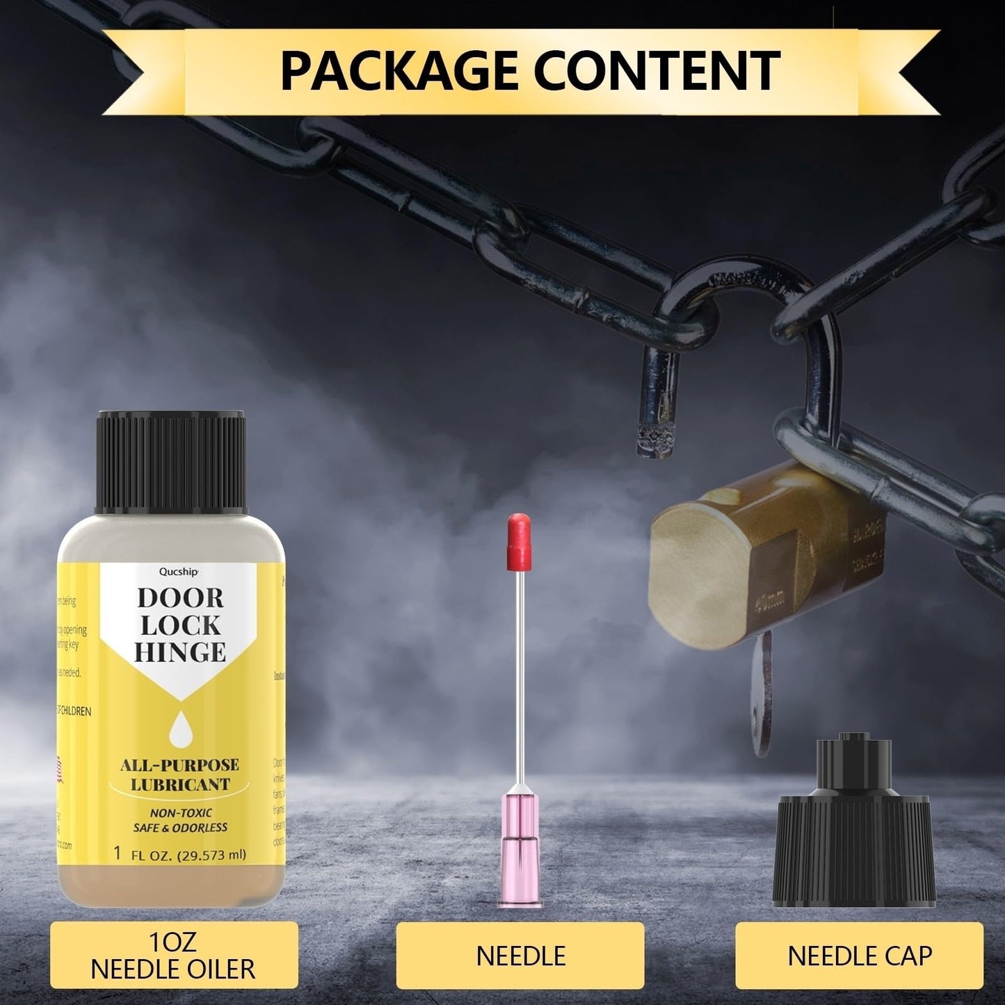 Qucship Door Hinge Lubricant 1 oz Needle Oiler, Upgraded Squeaky Door Hinge Lubricant for Lock, Tools, Bicycles