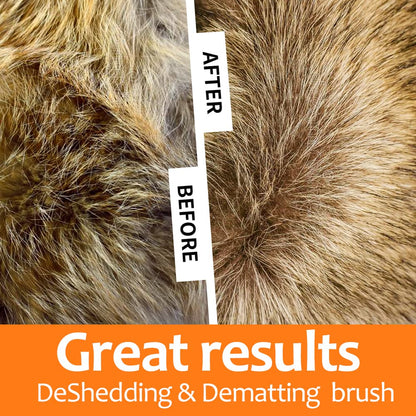 Undercoat Rake for Dogs, 2 in 1 Dematting Comb & Deshedding Tool for Long Hair Pets, Pet Hair Grooming Brush, Clear Mats and Tangles, Reduces Shedding by 95%