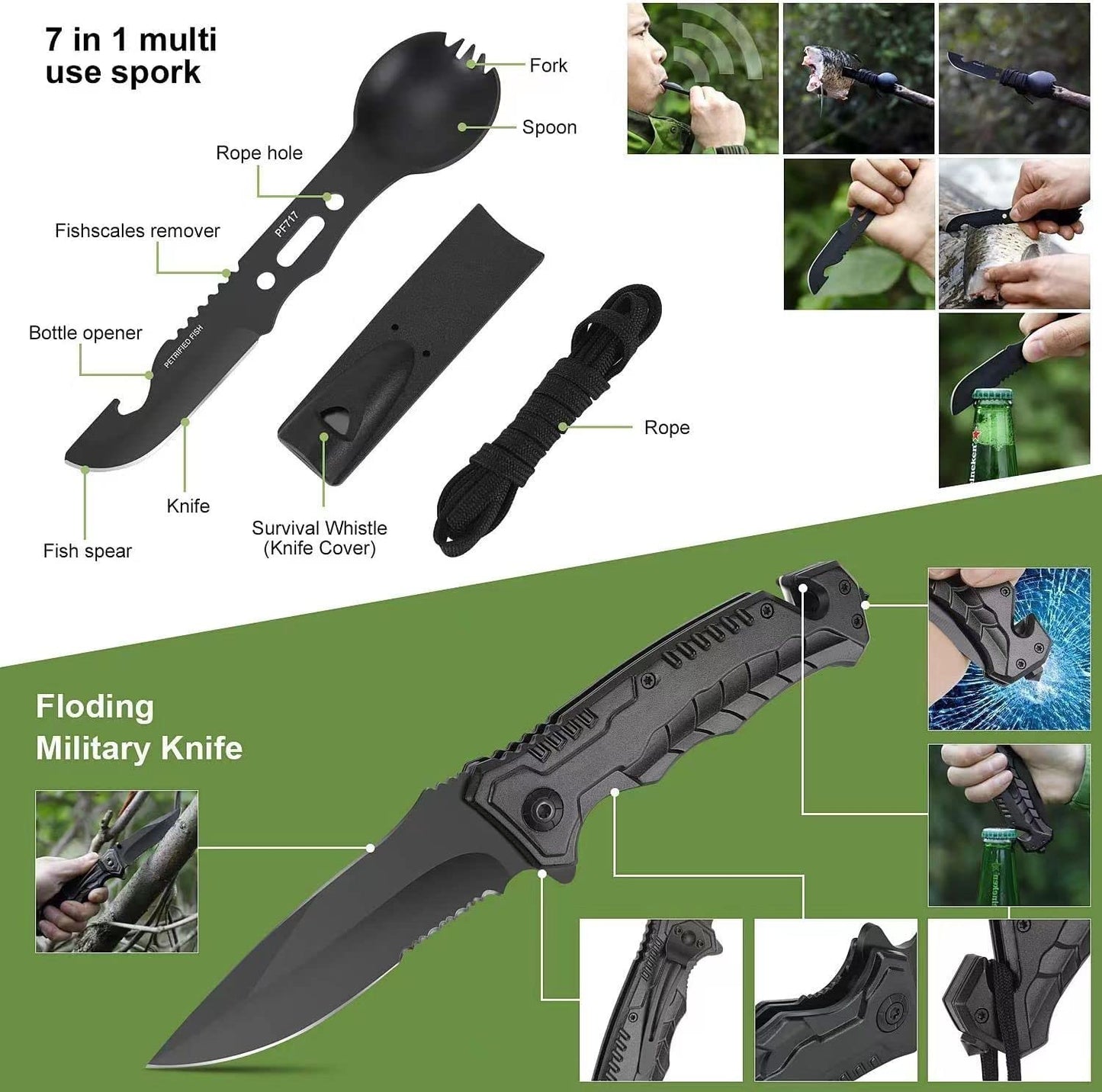 Gearedt Survival Kit, 16 in 1 Professional Survival Gear Tool Emergency Tactical First Aid Equipment Supplies Kits Gifts Idear for Men Him Women Families Hiking Camping Fishing Adventures