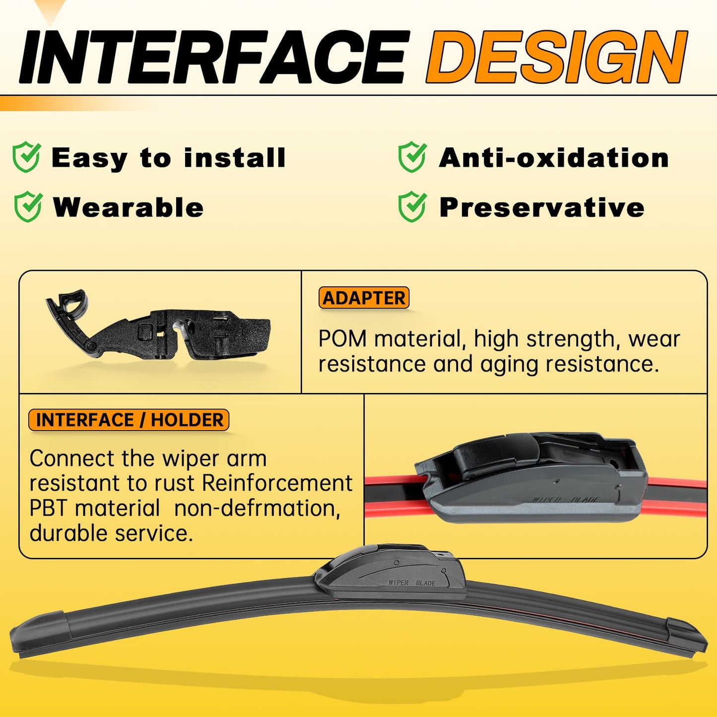 AUTOBOO 13" and 13" Windshield Wipers Blades (Pack Of 2),OEM Quality Premium All-Seasons Wiper blades,Stable and Quiet Armor wiper blades
