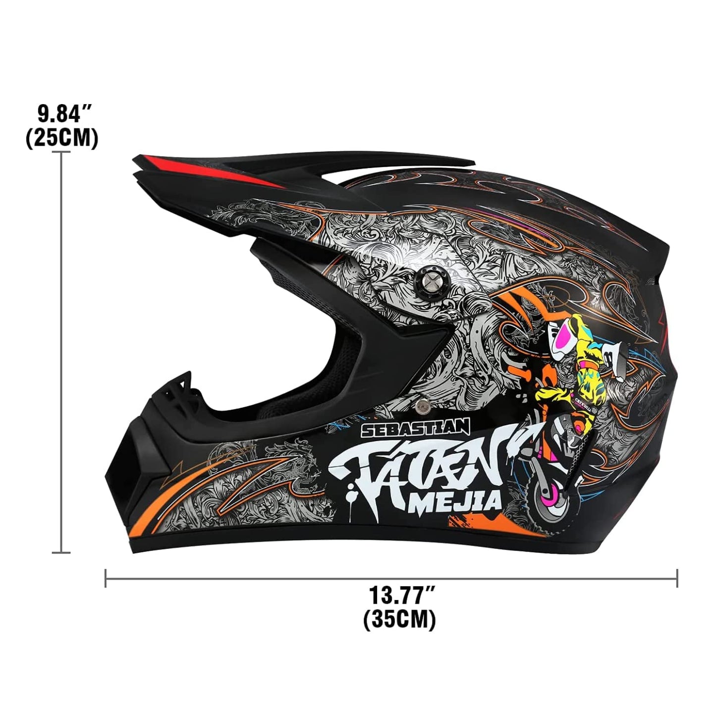 Senhill Motocross Helmet Dirt Bike Helmets Off-Road Helmet with Gloves Goggles for Unisex Adult Youth DOT/FMVSS 218 Approved (Large, Black)