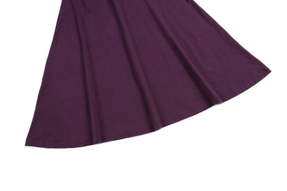 Aphratti Women's Long Sleeve Peter Pan Collar A-Line Fit and Flare Skater Dress Casual Fall Halloween Costumes Adult Purple Large