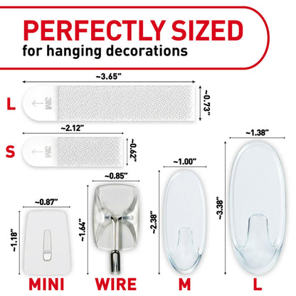 Command Clear Variety Pack, Including 8 Pairs of Picture Hangers, 4 Clear Wire Hooks and 11 Wall Hooks for Hanging Home Decor, Damage-Free Hanging Up to 19 Items with Command Strips