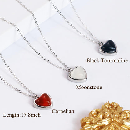 SmileBelle Black Heart Necklace for Women, Gothic Black Necklaces Black Tourmaline Necklace as Birthday Gifts for Her, Black Handmade Jewelry Silver Heart Pendant Necklace for Teen as Tendy Jewelry