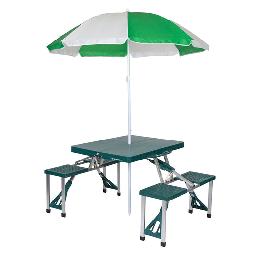 Stansport Picnic Table and Umbrella Combo - Green (G-915)