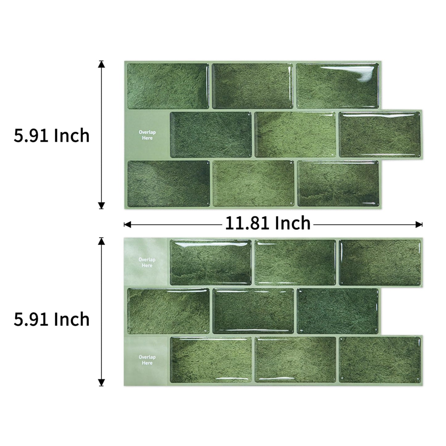 Art3d Peel and Stick Backsplash Tile Green for Kithchen Bathroom Laundry Room Stove RV, 20-Pack of 12 x 6" Self-Adhesive Vinyl Stick On Subway Tile