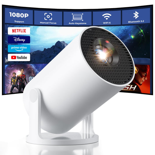 CLOKOWE Mini Projector with WiFi and Bluetooth - Built-in Apps, Smart Portable Projector with 180° Rotation, Auto Keystone, Support 1080P, Compatible with HDMI/USB/TV Stick/Smartphone/Laptop