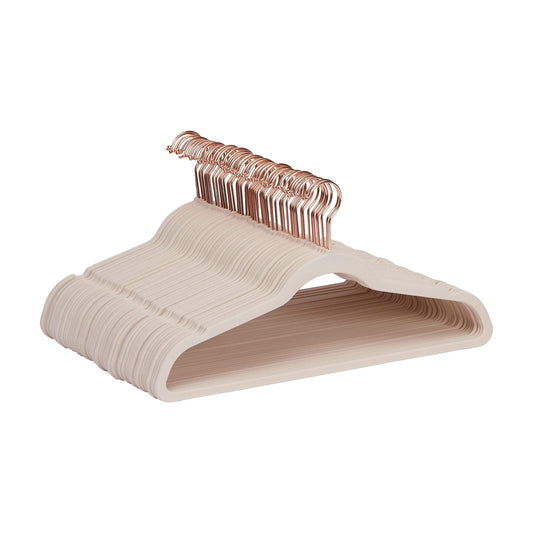 Amazon Basics Slim Velvet, Non-Slip Suit Clothes Hangers, Pack of 50, Blush Pink/Rose Gold