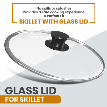 Utopia Kitchen Saute Frying Pan 12 Inch, Cast Iron Chefs Pan, Pre Seasoned Cast iron Skillet With Lid, Safe Grill Cookware for Indoor & Outdoor Use, Black